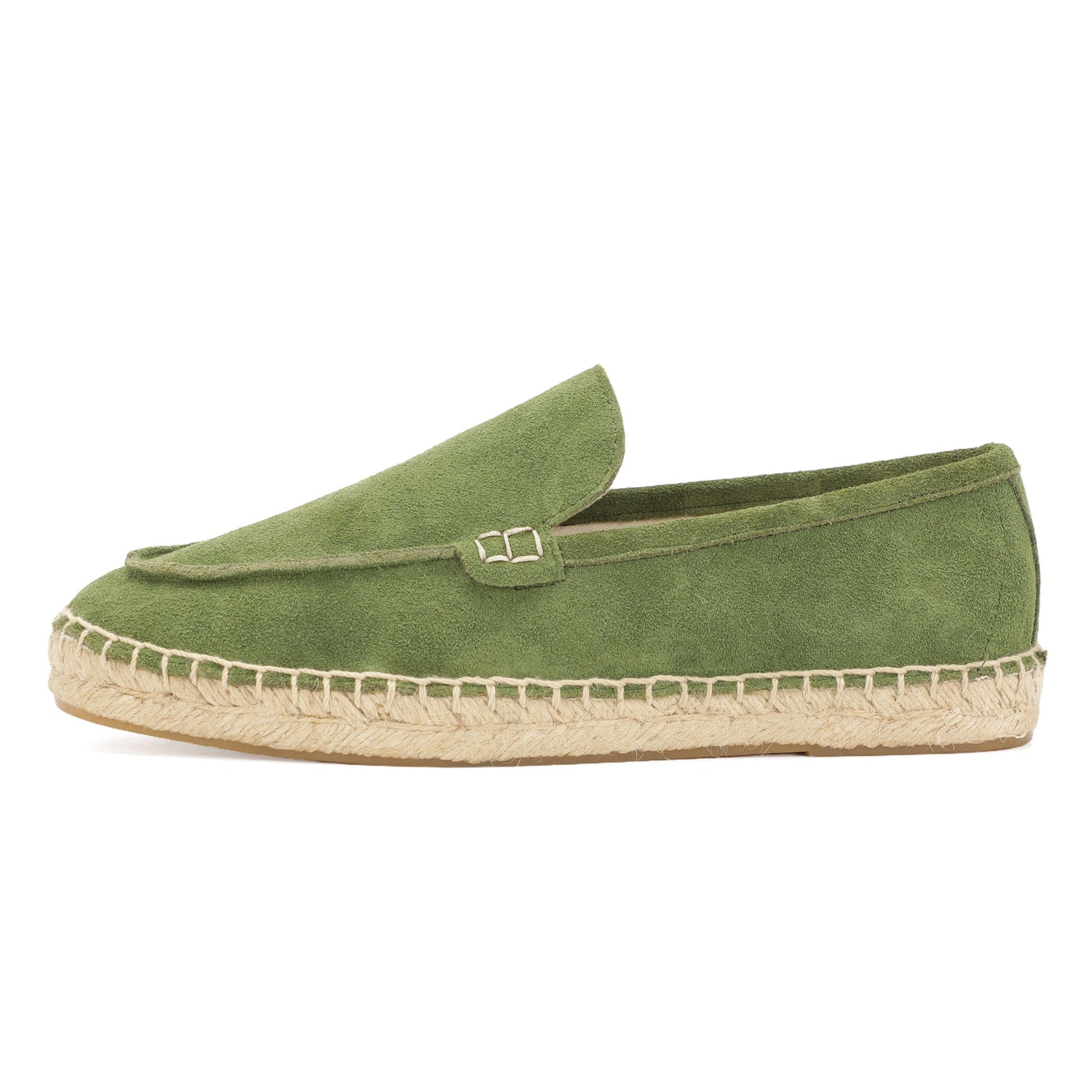 TONIVIS men's grass green minimalist suede espadrille loafers side view