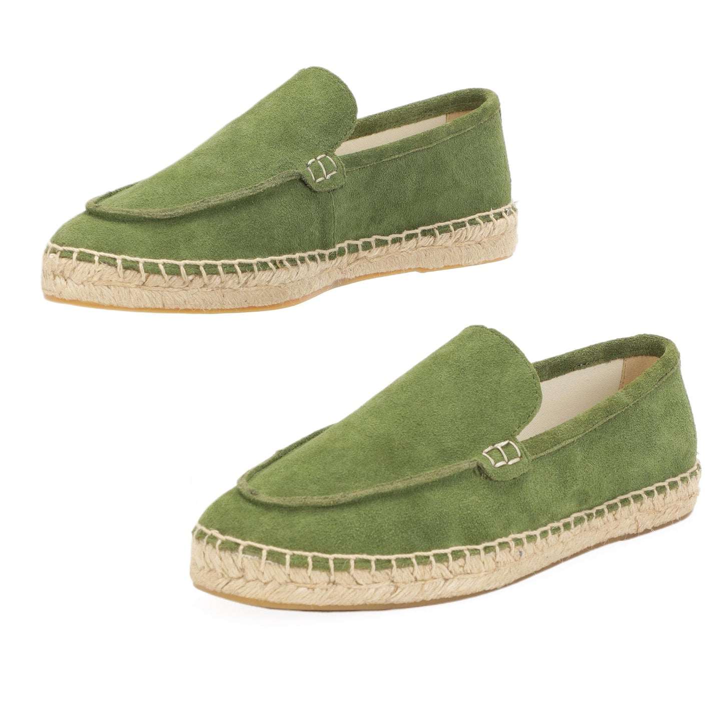 TONIVIS men's grass green minimalist suede espadrille loafers lifestyle detail