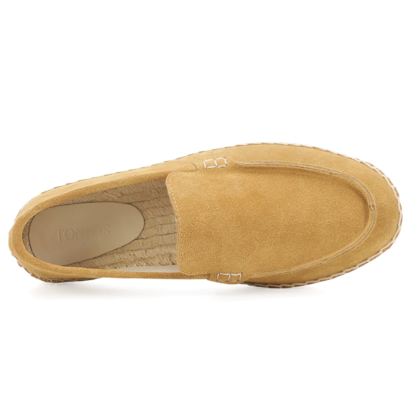 TONIVIS men's camel sand minimalist suede espadrille loafers angle view