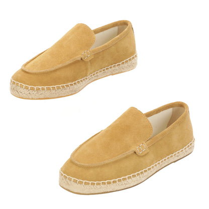 TONIVIS men's camel sand minimalist suede espadrille loafers lifestyle detail