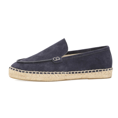 TONIVIS men's navy blue minimalist suede espadrille loafers side view