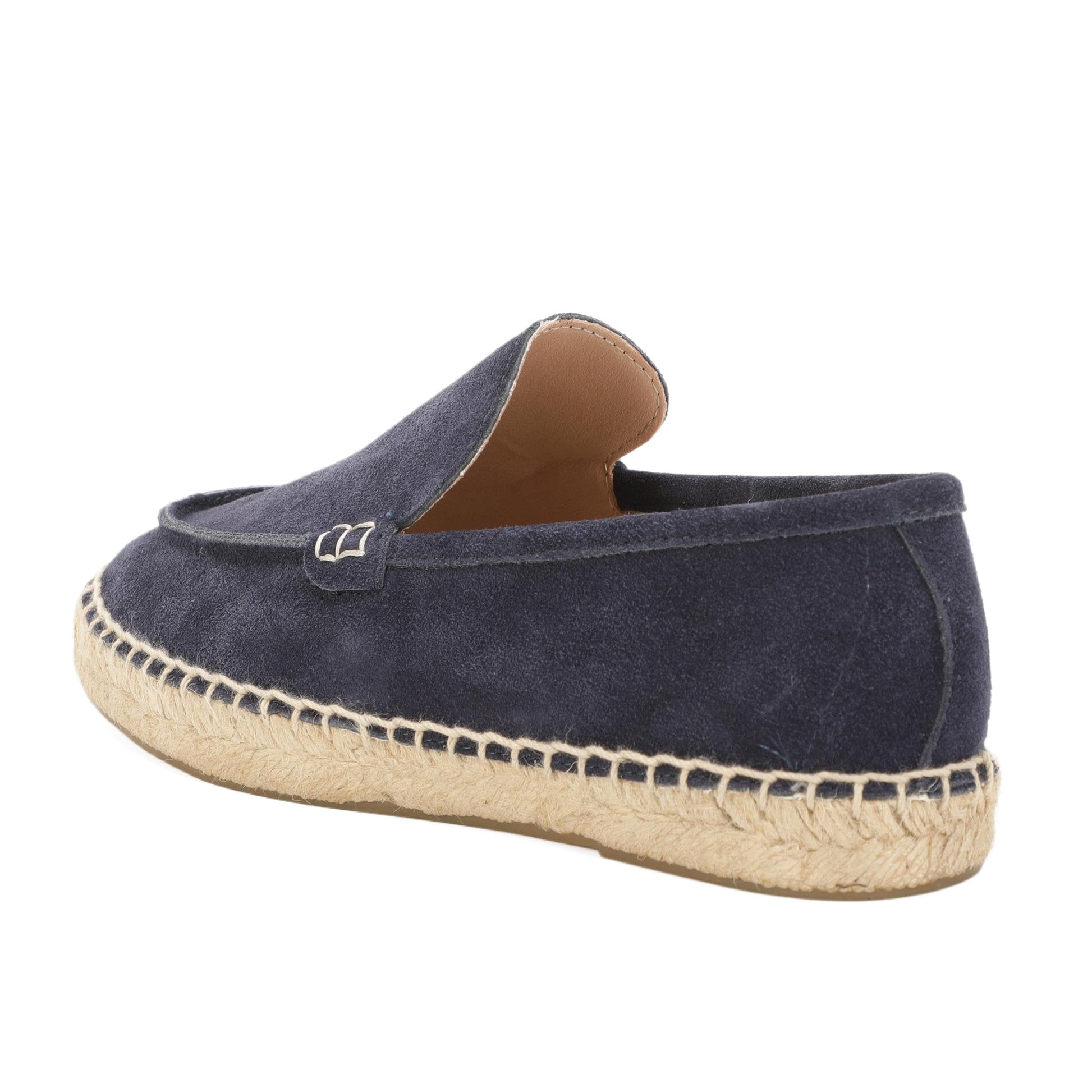 TONIVIS men's navy blue minimalist suede espadrille loafers detail view
