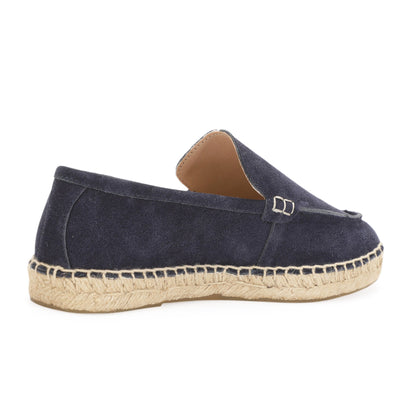 TONIVIS men's navy blue minimalist suede espadrille loafers outsole view