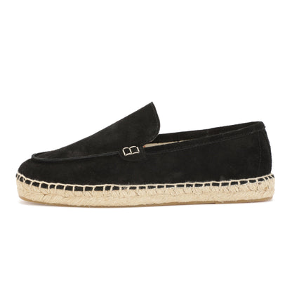 TONIVIS men's black minimalist suede espadrille loafers side view