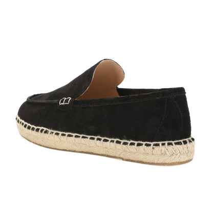 TONIVIS men's black minimalist suede espadrille loafers detail view