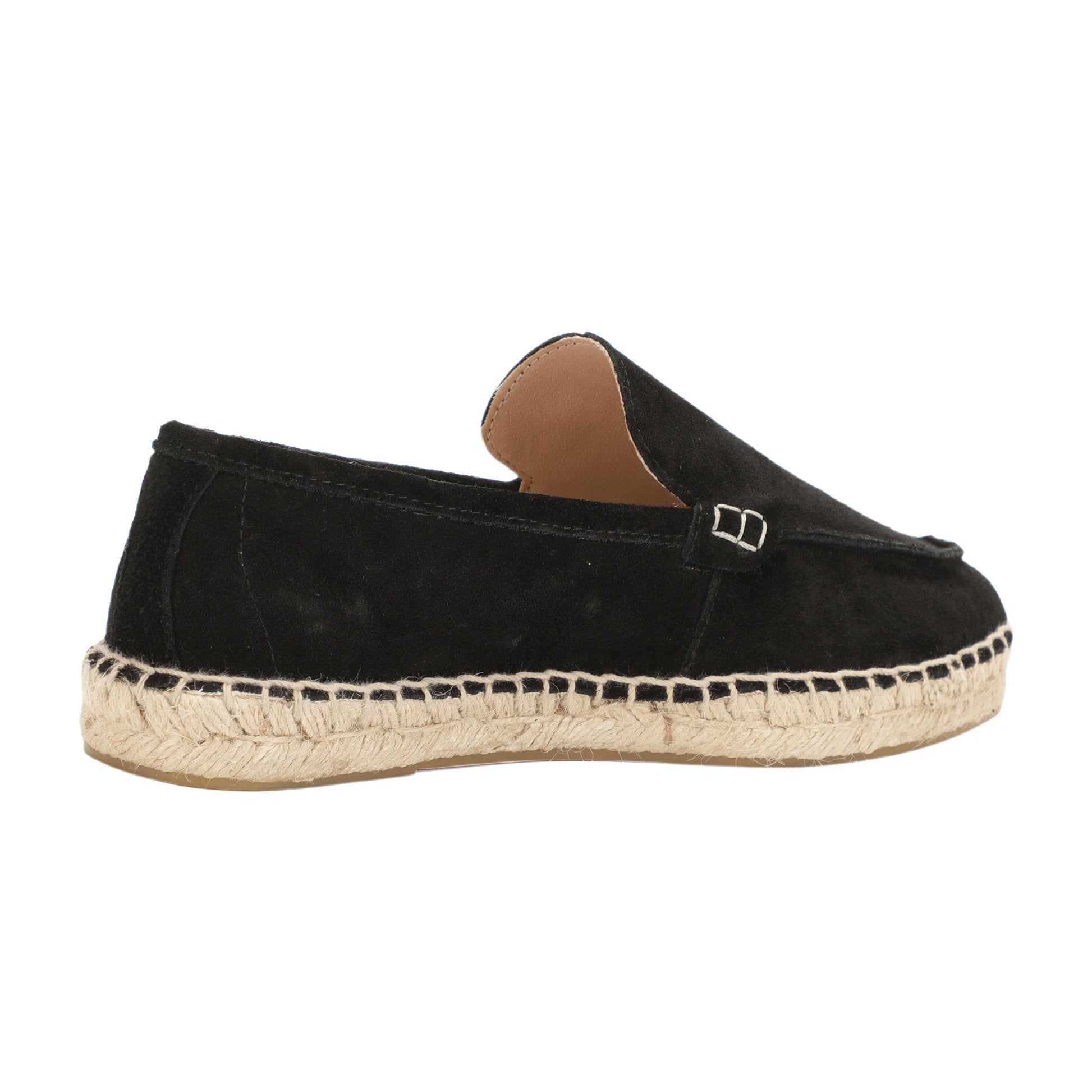 TONIVIS men's black minimalist suede espadrille loafers outsole view