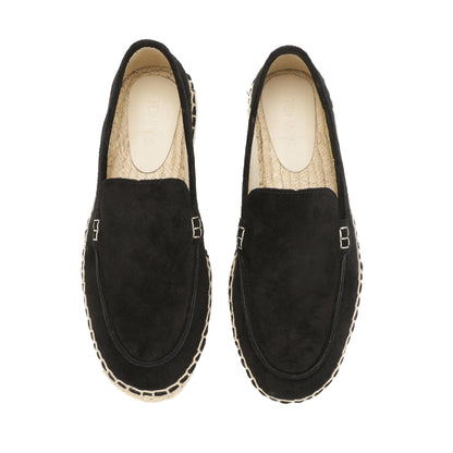 TONIVIS men's black minimalist suede espadrille loafers upper detail
