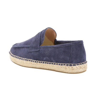 Royal blue cow suede loafers detail view