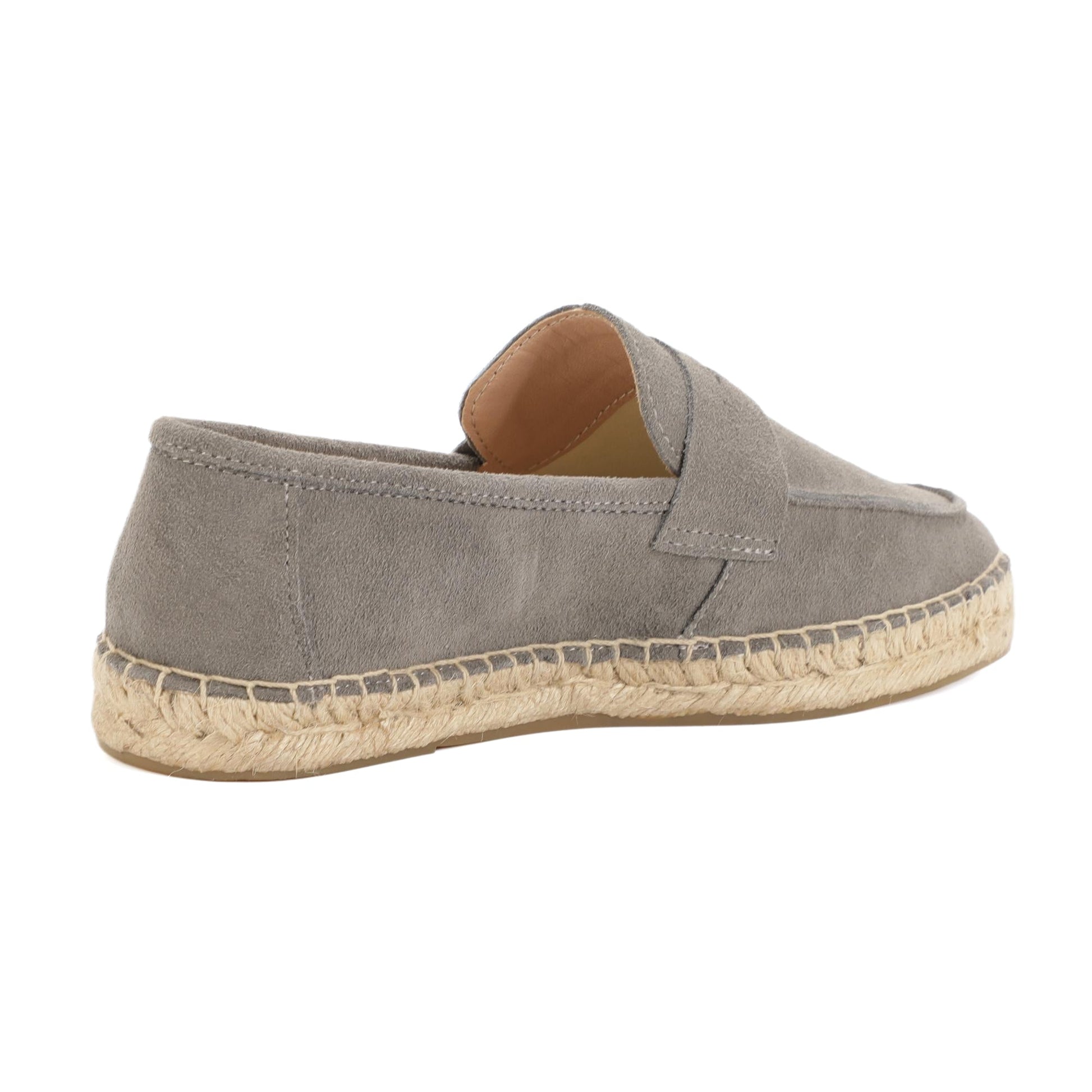 Mist gray cow suede loafers outsole detail