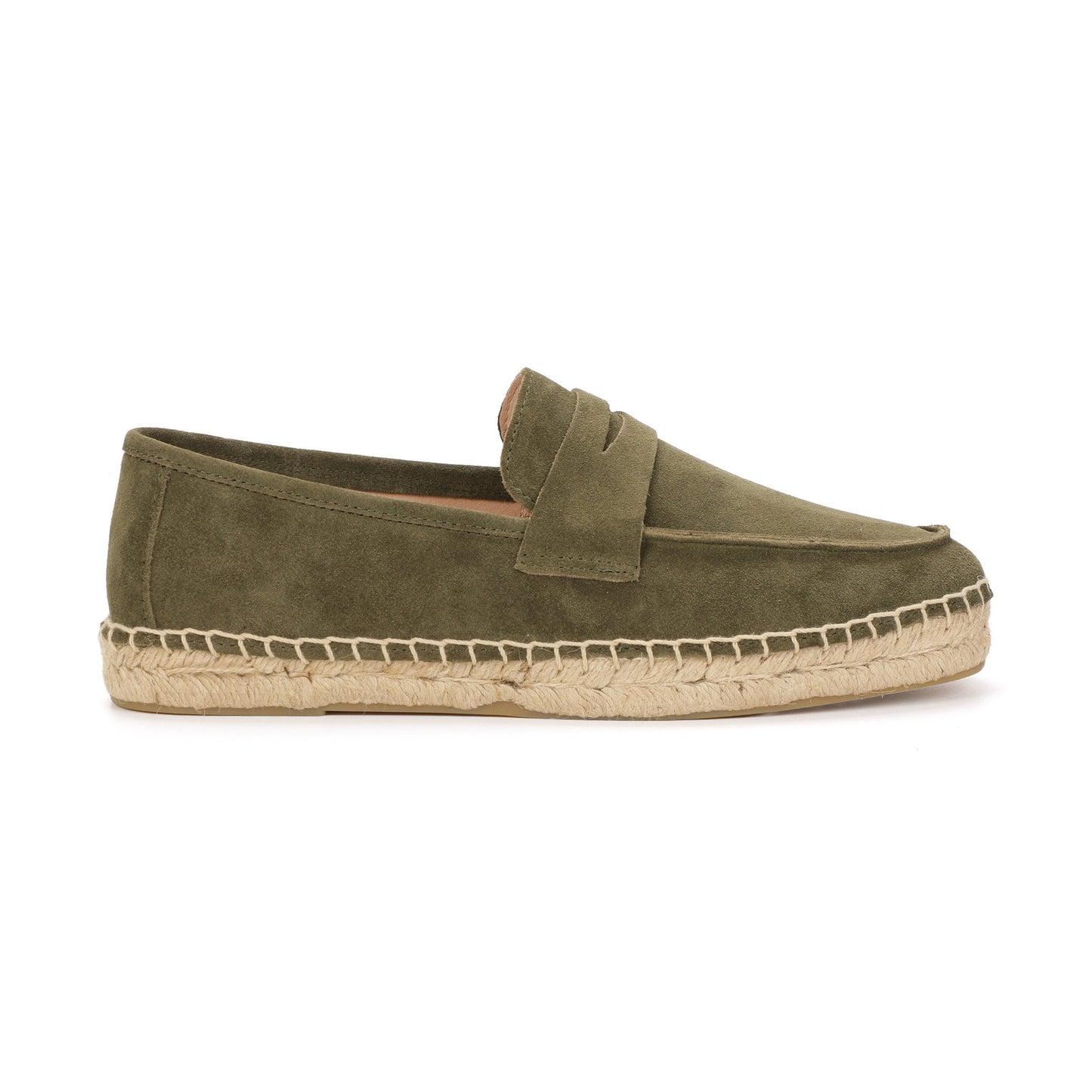 M2026029 men's dark green suede loafer front angle
