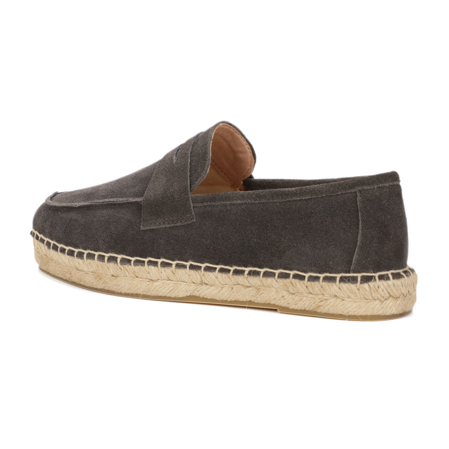 Men's suede loafer with cow leather insole in Charcoal Gray, detail view