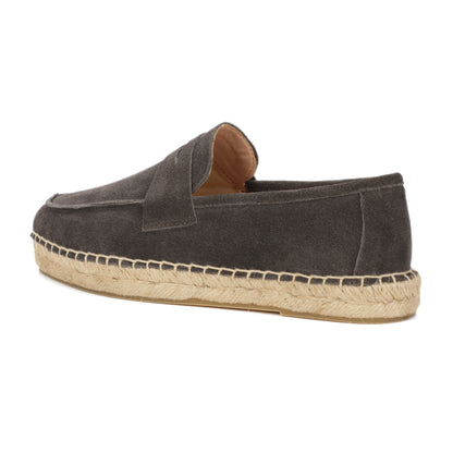Men's suede loafer with cow leather insole in Charcoal Gray, detail view