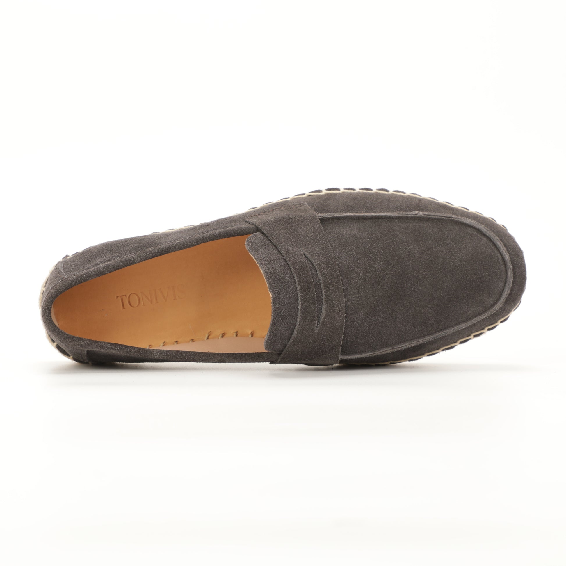 Men's suede loafer with cow leather insole in Charcoal Gray, pair view