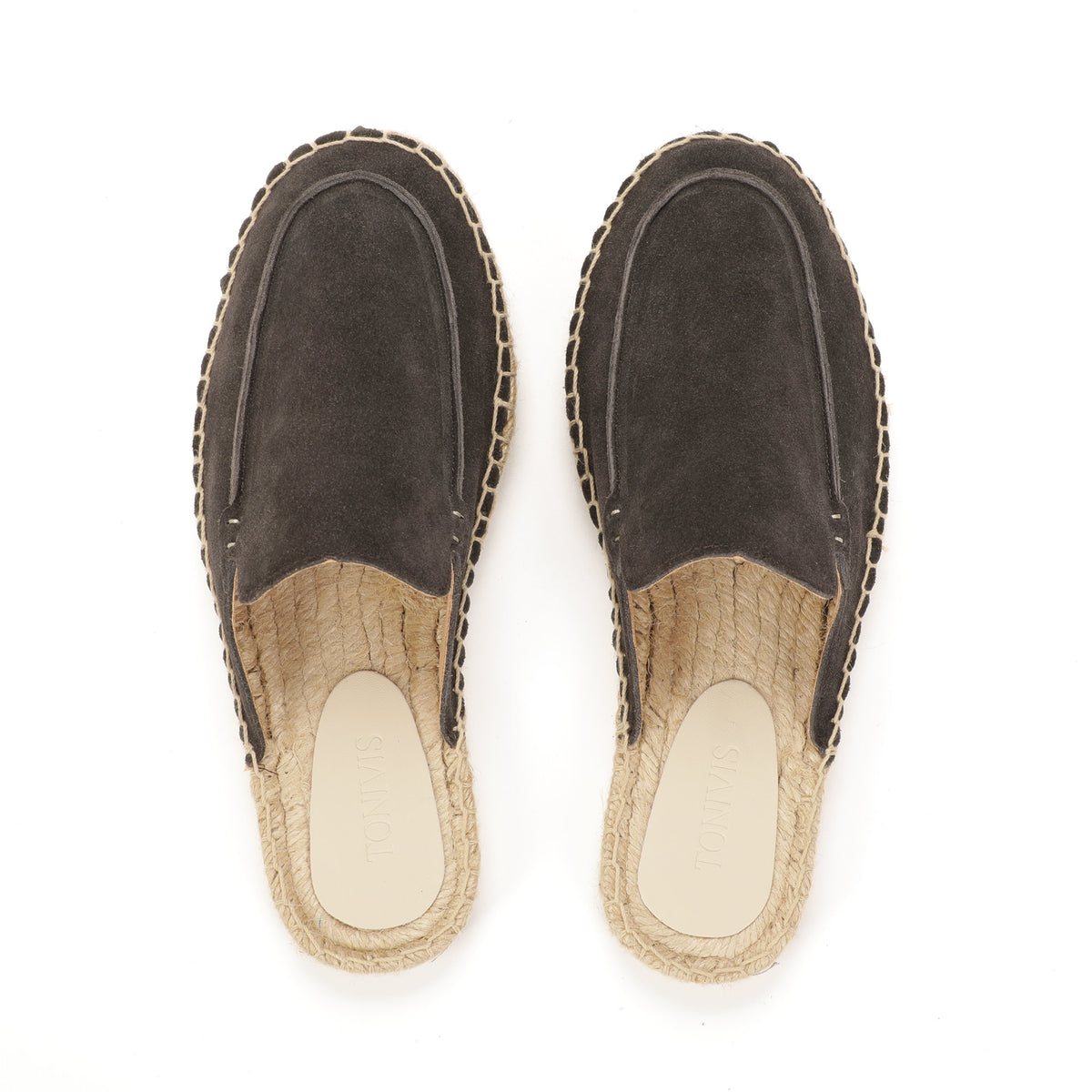 Men’s Cow Suede Minimalist Mule Espadrilles - Charcoal Gray