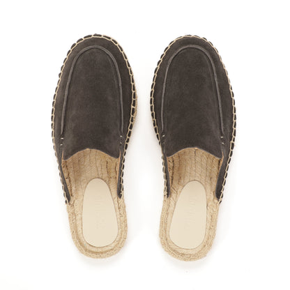 Men’s Cow Suede Minimalist Mule Espadrilles - Charcoal Gray
