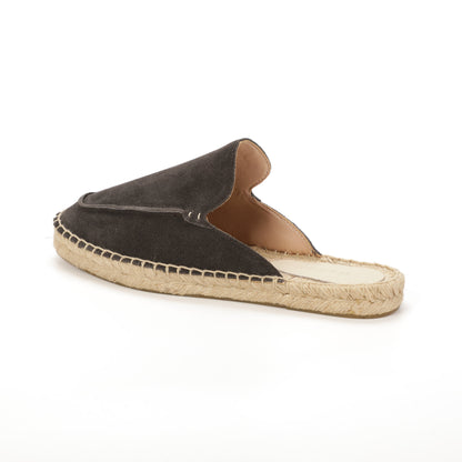 Men’s Cow Suede Minimalist Mule Espadrilles - Charcoal Gray