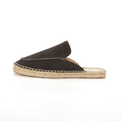 Men’s Cow Suede Minimalist Mule Espadrilles - Charcoal Gray