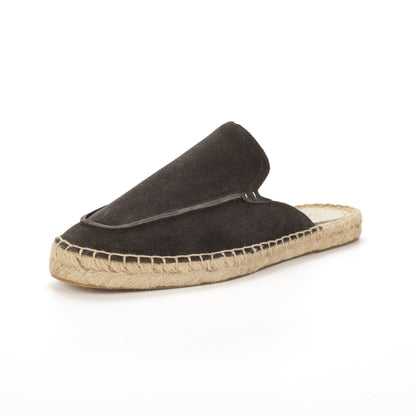 Men’s Cow Suede Minimalist Mule Espadrilles - Charcoal Gray