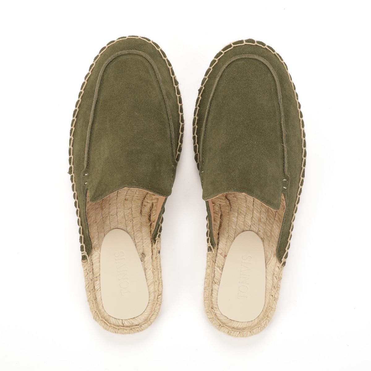 Men’s Cow Suede Minimalist Mule Espadrilles - Olive Green