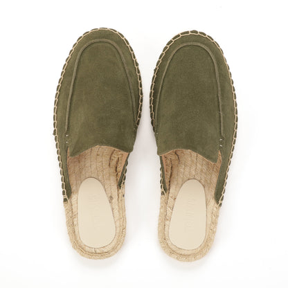 Men’s Cow Suede Minimalist Mule Espadrilles - Olive Green