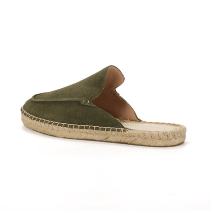 Men’s Cow Suede Minimalist Mule Espadrilles - Olive Green