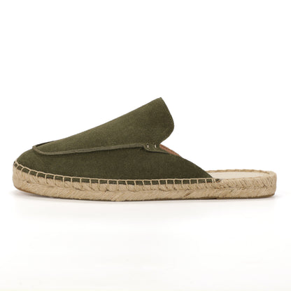 Men’s Cow Suede Minimalist Mule Espadrilles - Olive Green