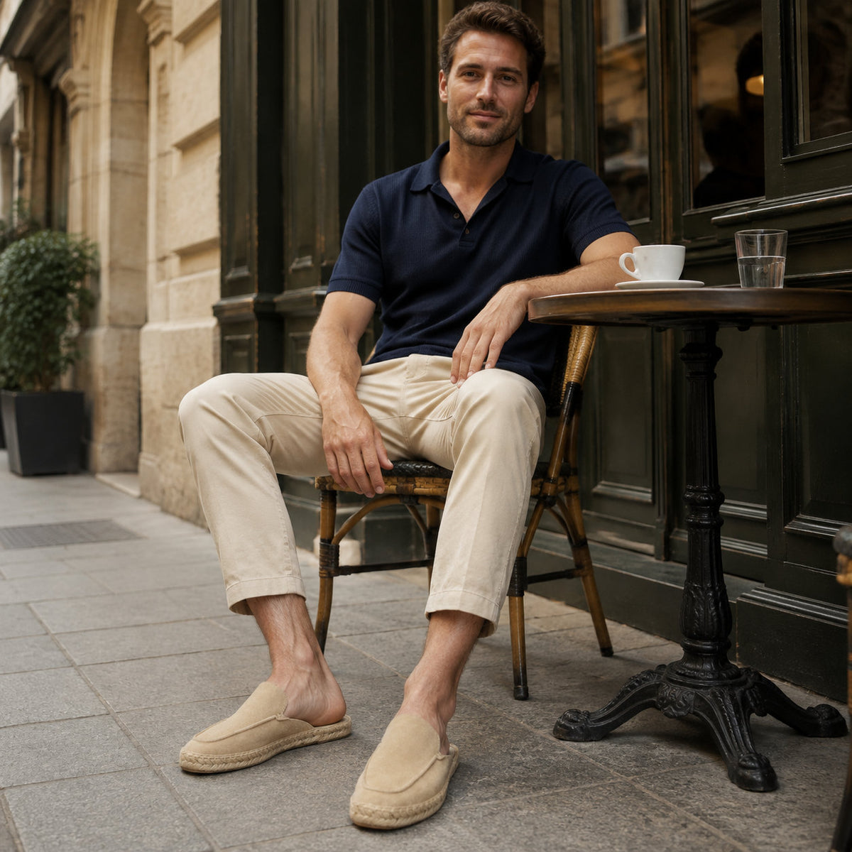 Men’s Cow Suede Minimalist Mule Espadrilles - Sand