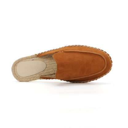 Men’s Cow Suede Minimalist Mule Espadrilles - Cognac Brown