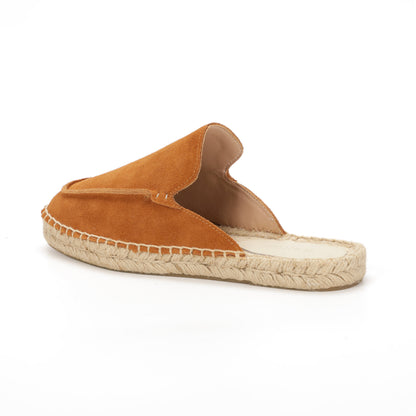 Men’s Cow Suede Minimalist Mule Espadrilles - Cognac Brown