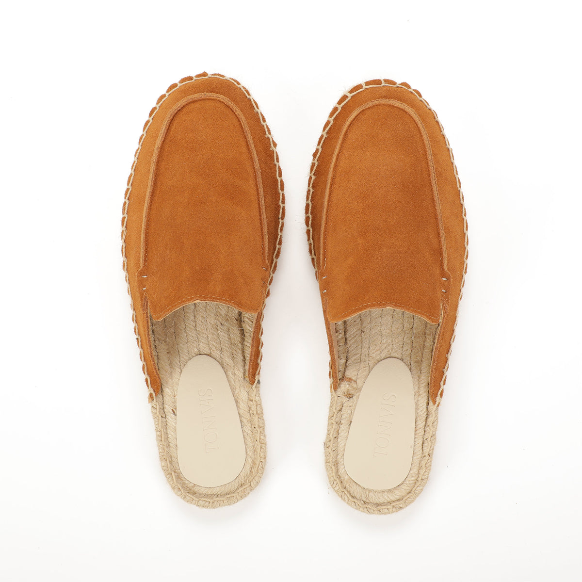 Men’s Cow Suede Minimalist Mule Espadrilles - Cognac Brown
