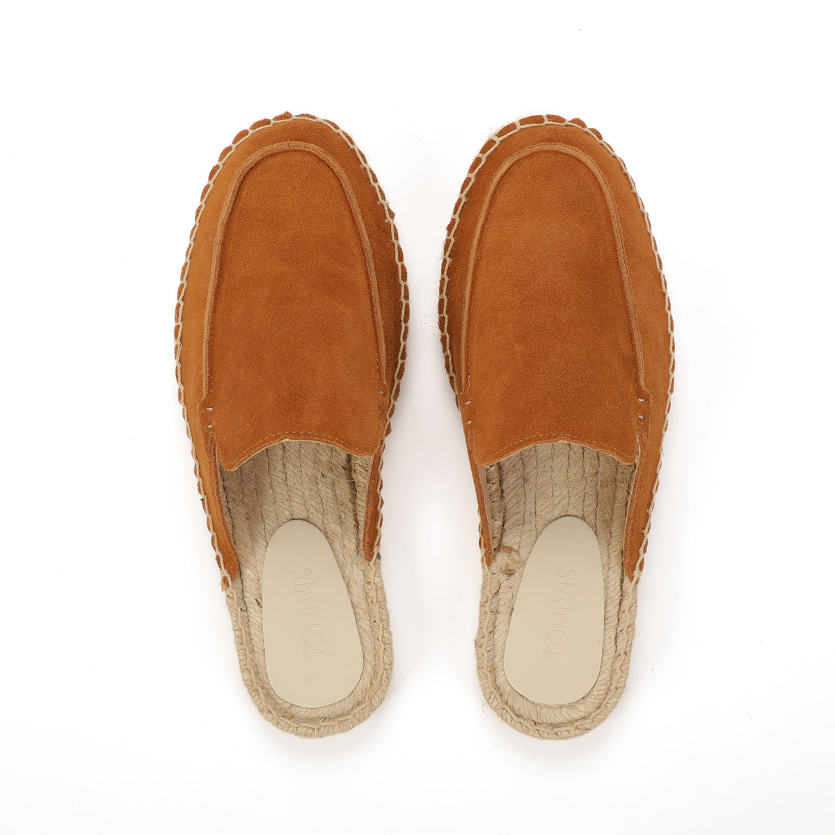 Men’s Cow Suede Minimalist Mule Espadrilles - Cognac Brown