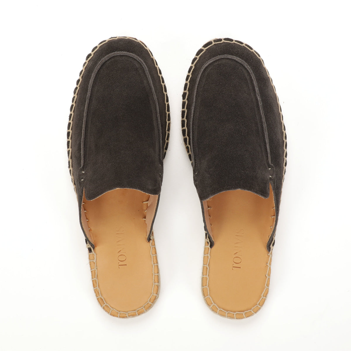 Men’s Comfort Cow Suede Minimalist Mule Espadrilles - Charcoal Gray