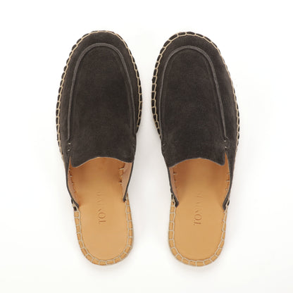 Men’s Comfort Cow Suede Minimalist Mule Espadrilles - Charcoal Gray