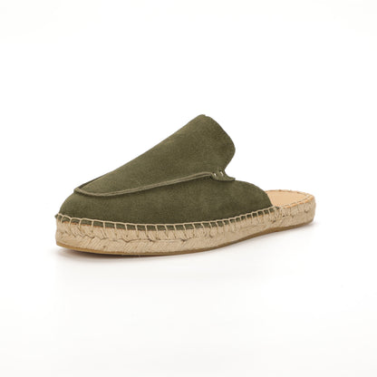 Men’s Comfort Cow Suede Minimalist Mule Espadrilles - Olive Green