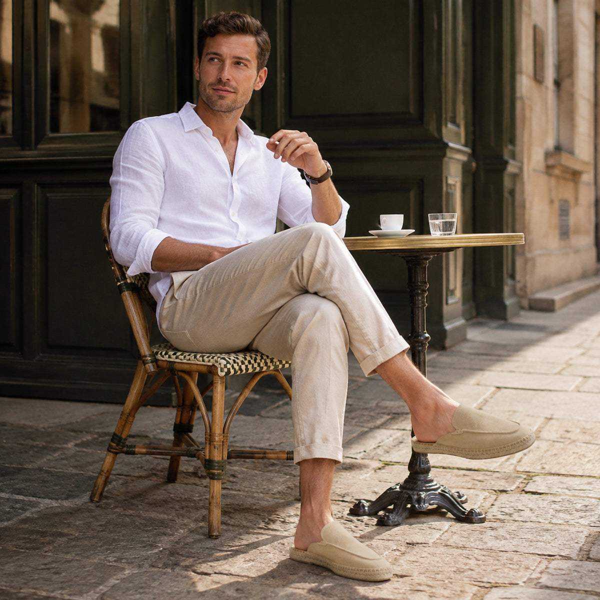 Men’s Comfort Cow Suede Minimalist Mule Espadrilles - Sand