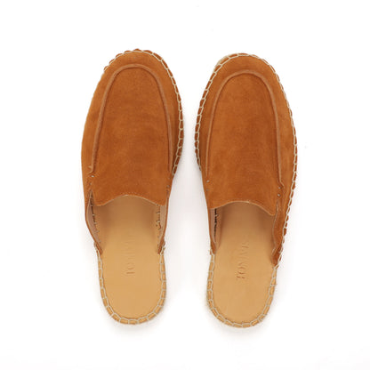 Men’s Comfort Cow Suede Minimalist Mule Espadrilles - Cognac Brown