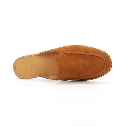 Men’s Comfort Cow Suede Minimalist Mule Espadrilles - Cognac Brown