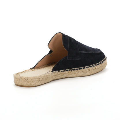 Men’s Cow Suede Penny Loafer Mule Espadrilles - Navy