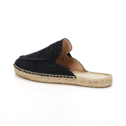 Men’s Cow Suede Penny Loafer Mule Espadrilles - Navy