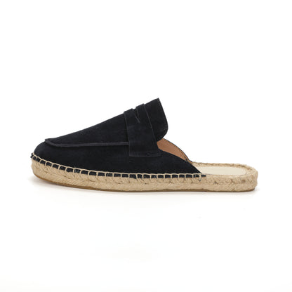 Men’s Cow Suede Penny Loafer Mule Espadrilles - Navy
