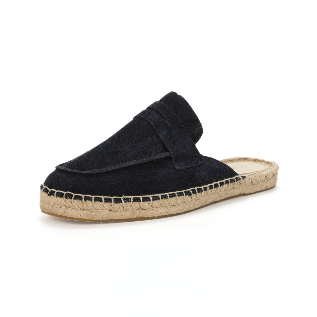 Men’s Cow Suede Penny Loafer Mule Espadrilles - Navy