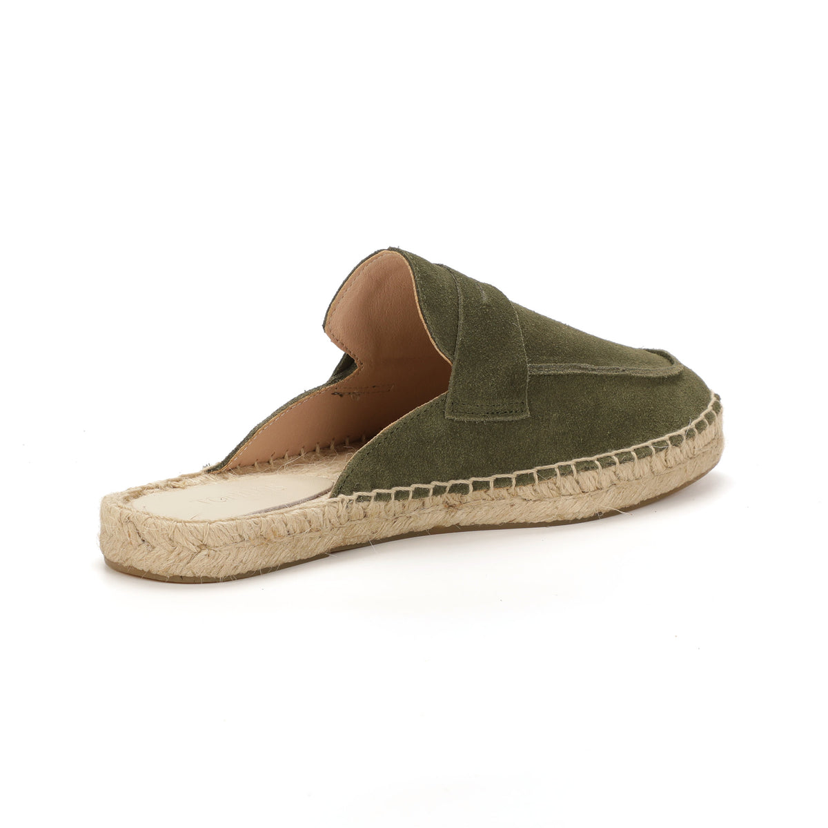 Men’s Cow Suede Penny Loafer Mule Espadrilles - Olive Green