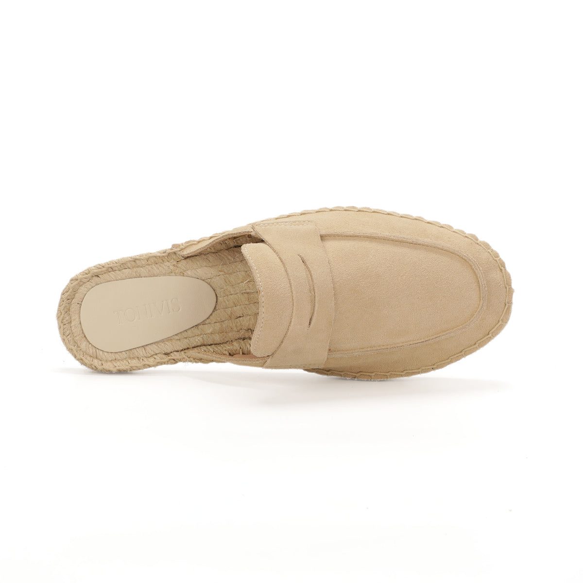 Men’s Cow Suede Penny Loafer Mule Espadrilles - Sand