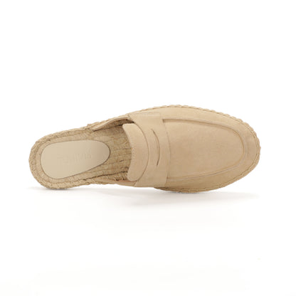 Men’s Cow Suede Penny Loafer Mule Espadrilles - Sand