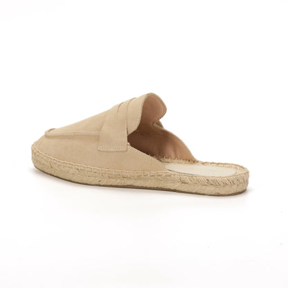 Men’s Cow Suede Penny Loafer Mule Espadrilles - Sand