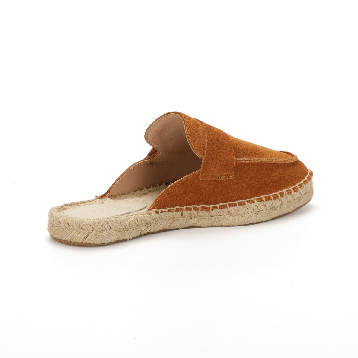 Men’s Cow Suede Penny Loafer Mule Espadrilles - Cognac Brown