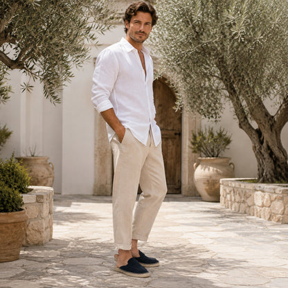 Men’s Comfort Suede Penny Loafer Mule Espadrilles - Navy - standing model