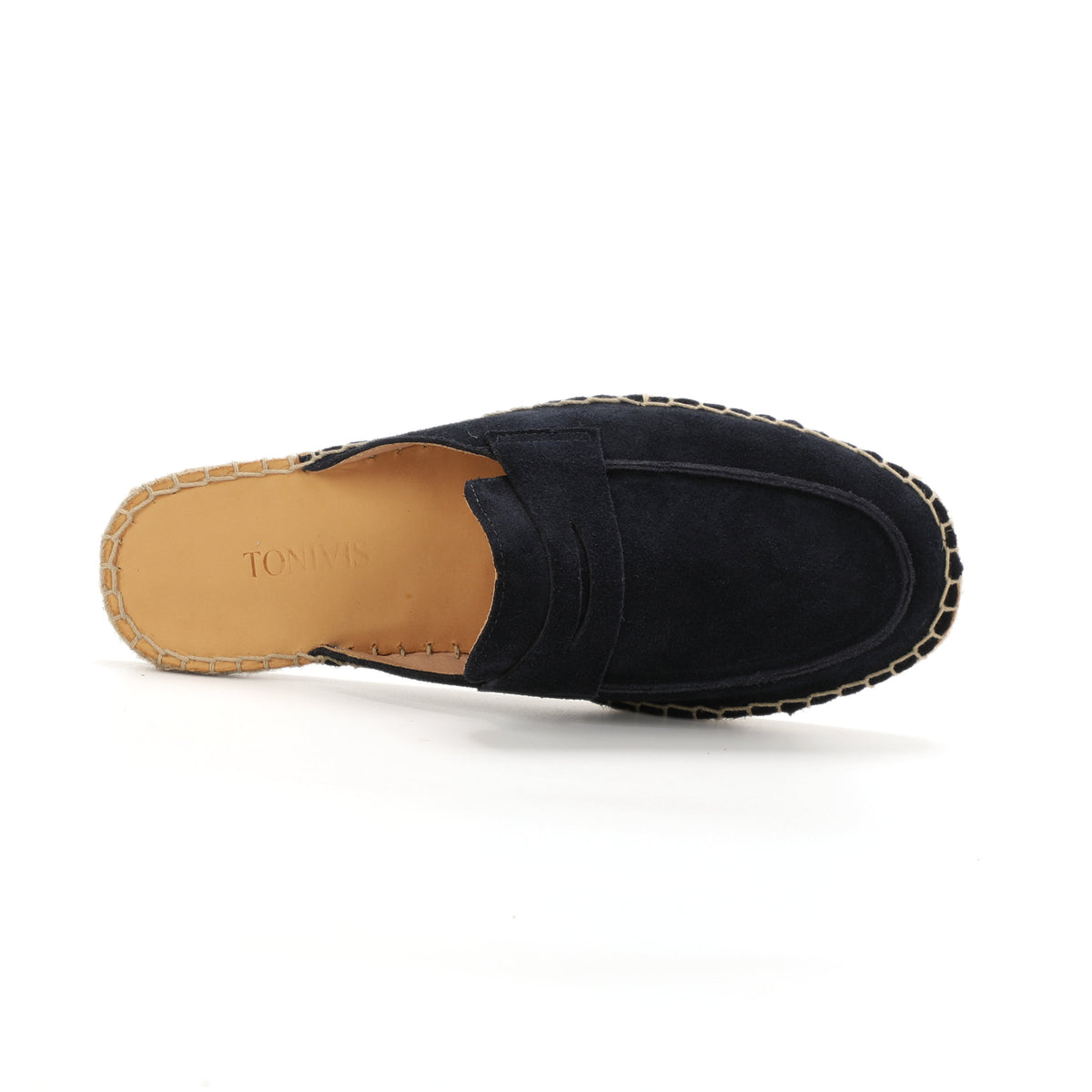 Men’s Comfort Cow Suede Penny Loafer Mule Espadrilles - Navy