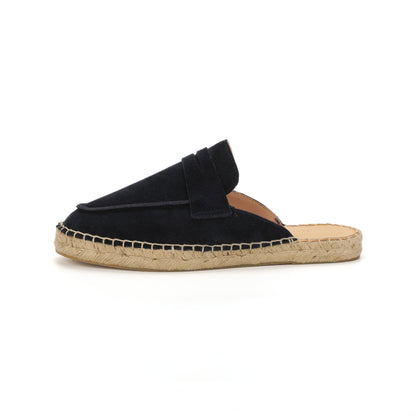Men’s Comfort Cow Suede Penny Loafer Mule Espadrilles - Navy