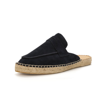 Men’s Comfort Cow Suede Penny Loafer Mule Espadrilles - Navy
